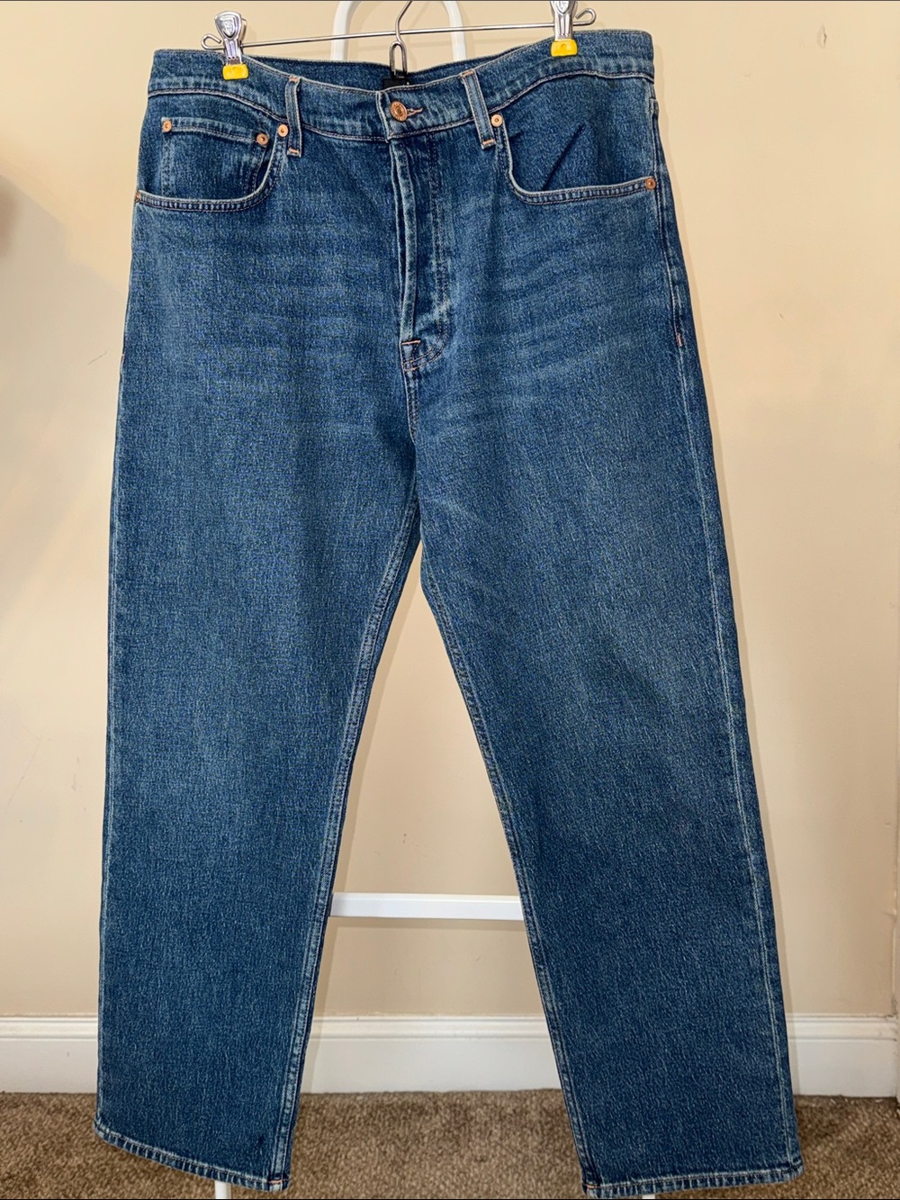7 For All Mankind Women's Straight-Leg Jeans in Dark Blue